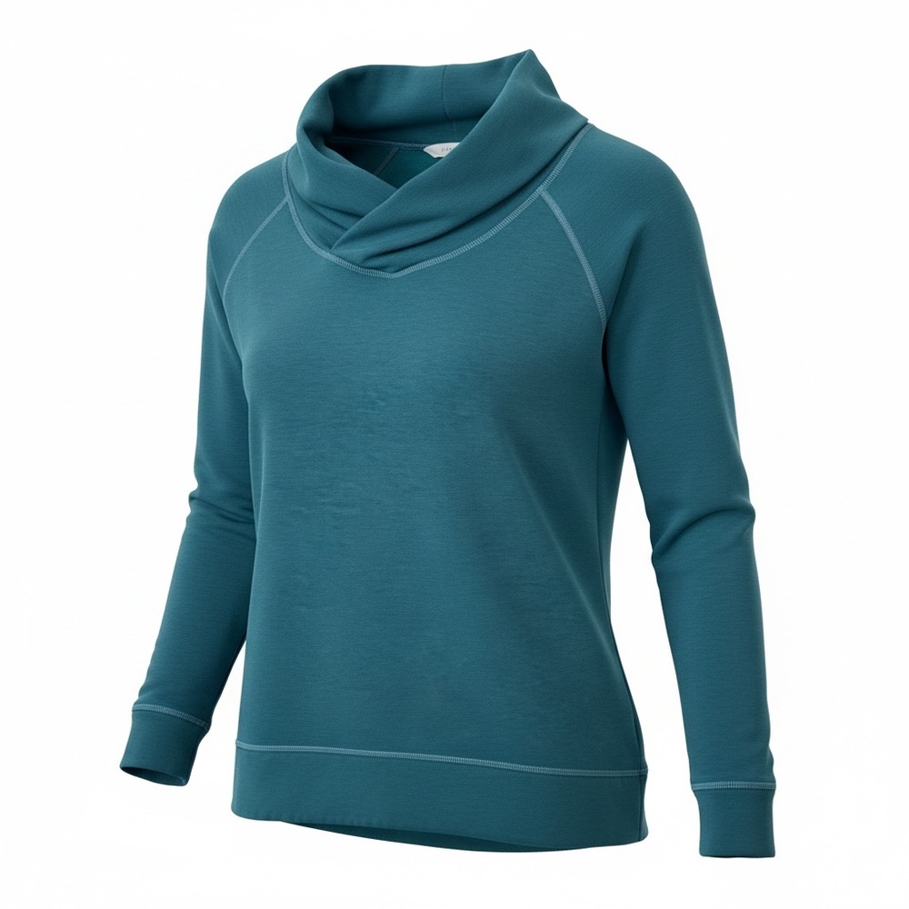 Athleta Teal Cowl-Neck Pullover - Size Medium